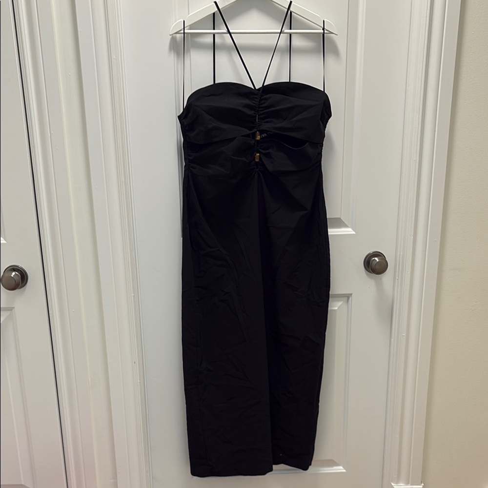 Zara Black Cutout Dress with Bead Detail